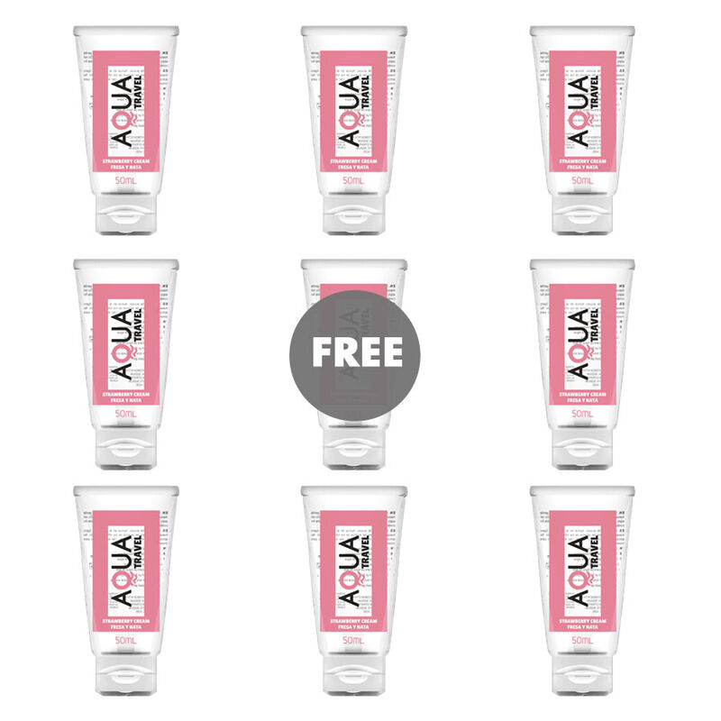 AQUA TRAVEL - LUBRIFIANT À BASE DEAU AQUA TRAVEL SAVEUR CRÈME DE FRAISE - 50 ML 8+1 OFFERT