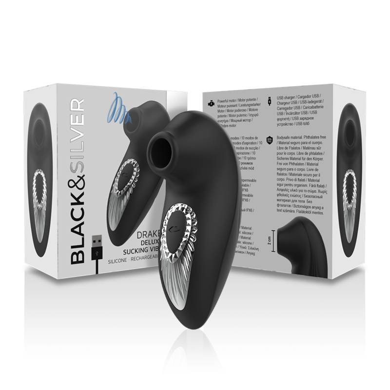 BLACKSILVER - DRAKE DELUXE SUCKING VIBE RECHARGEABLE SILICONE NOIR