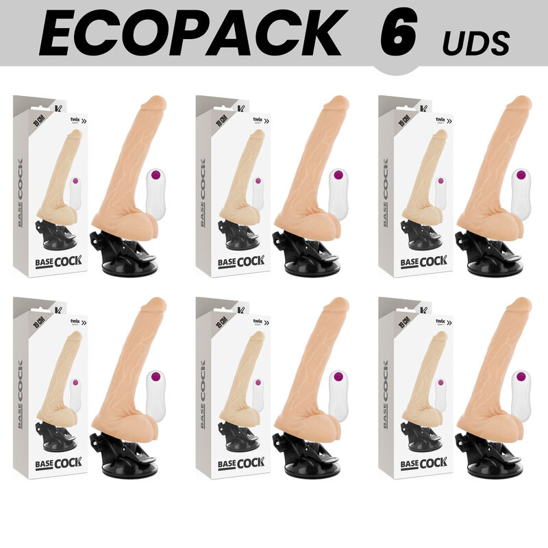 ECOPACK 6 UNITÉS - BASECOCK VIBRATEUR NATUREL RÉALISTE TÉLÉCOMMANDE 19 CM -O- 4 CM