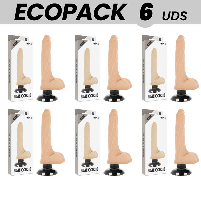 ECOPACK 6 UNITÉS - BASECOCK VIBRATEUR RÉALISTE 2-1 NATUREL 18.5 CM -O- 4 CM