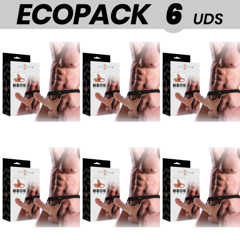 ECOPACK 6 UNITÉS - INTENSE HARNAIS CREUX AVEC GODE 16 X 3,5 CM