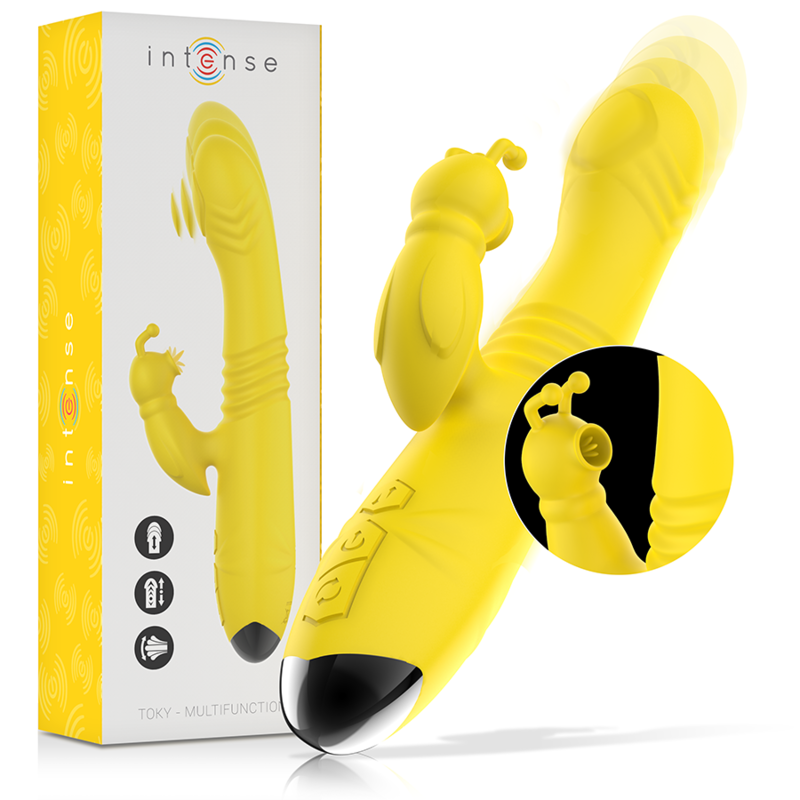 INTENSE - VIBRATEUR MULTIFONCTION TOKY UP  DOWN AVEC STIMULATEUR CLITORAL JAUNE