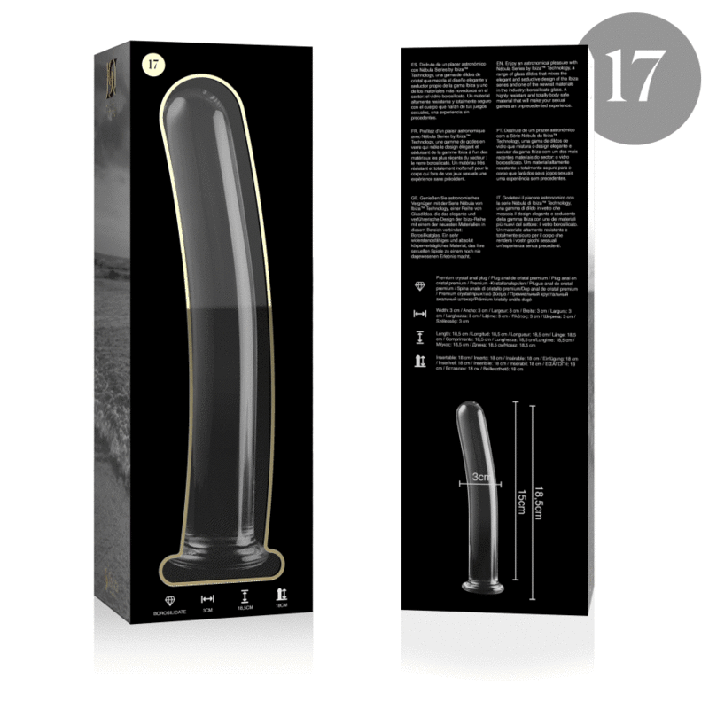 NEBULA SERIES BY IBIZA - MODELO 17 DILDO CRISTAL TRANSPARENTE 18.5 CM -O- 3 CM