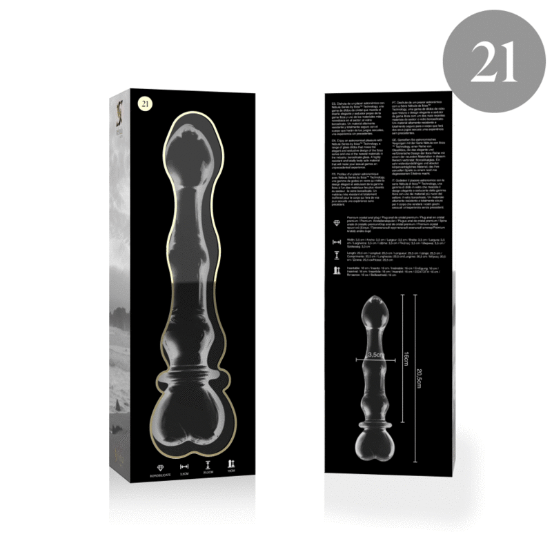 NEBULA SERIES BY IBIZA - MODELO 21 DILDO CRISTAL TRANSPARENTE 20.5 CM -O- 3.5 CM