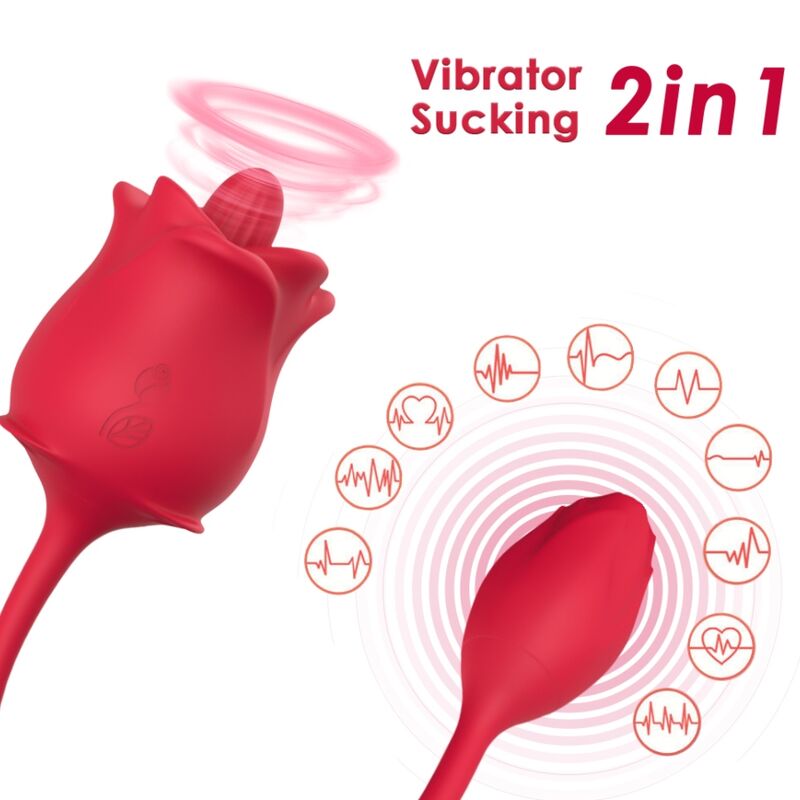 ARMONY - STIMULATEUR DASPIRATION ET VIBRATEUR ROSE 2 EN 1 10 MODES AVEC QUEUE ROUGE