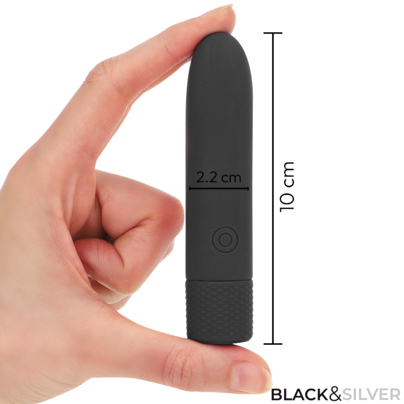 BLACK SILVER - GERI BULLET VIBRANT RECHARGEABLE USB 8 VIBRATIONS NOIR 10 X 2,2 CM