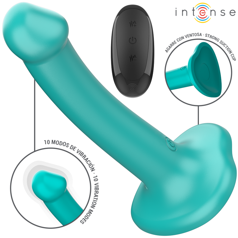 INTENSE – KATIE VIBRATEUR AVEC VENTOUSE 10 VIBRATIONS TÉLÉCOMMANDE BLEUE