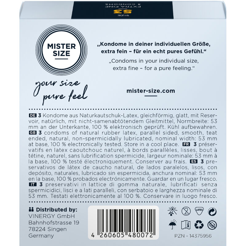 MISTER SIZE - PRÉSERVATIF TAILLE M 53 MM (3 UNITÉS)