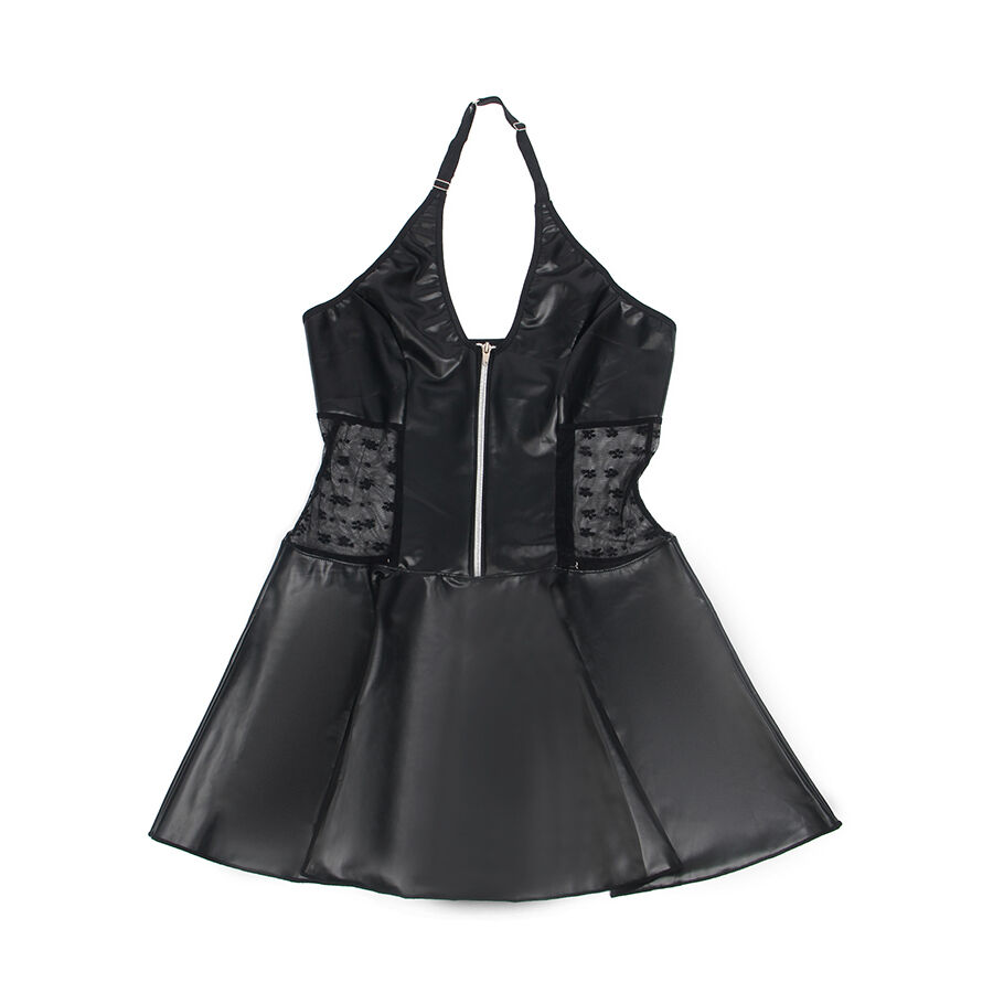 SUBBLIME - 957704 VESTIDO DE CUERO CON CREMALLERA Y ENCAJE NEGRO S/M