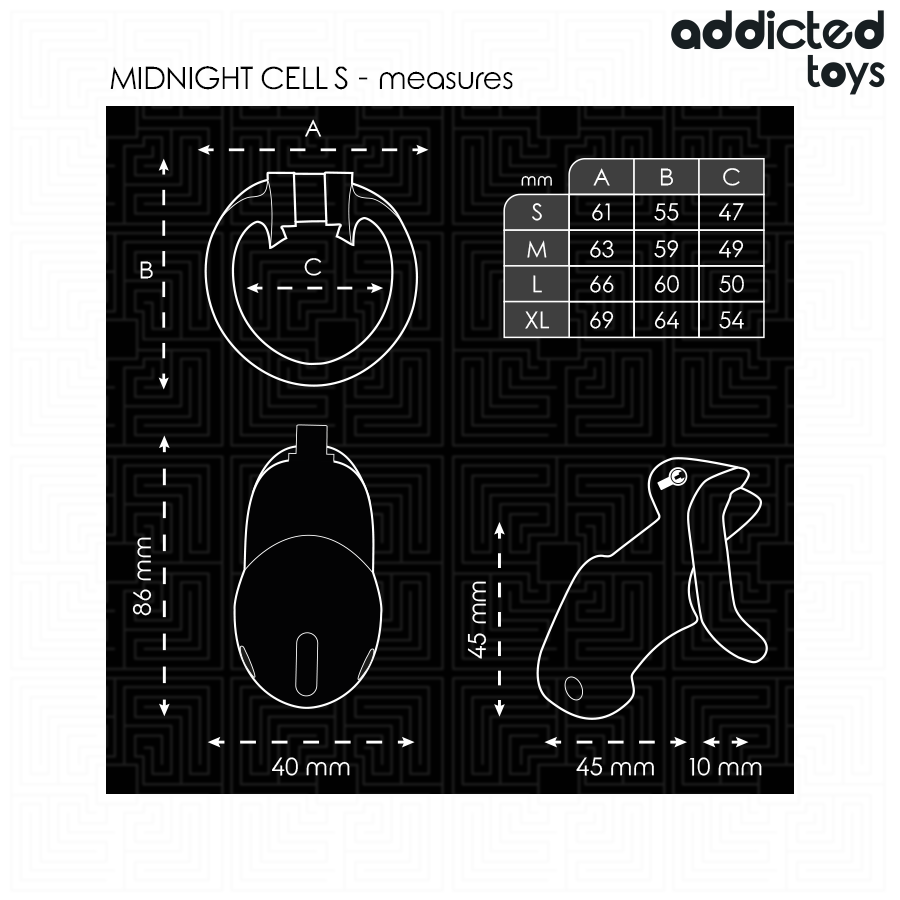 ADDICTED TOYS LOCKED - MINDNIGHT CELL CAGE À PÉNIS TAILLE S