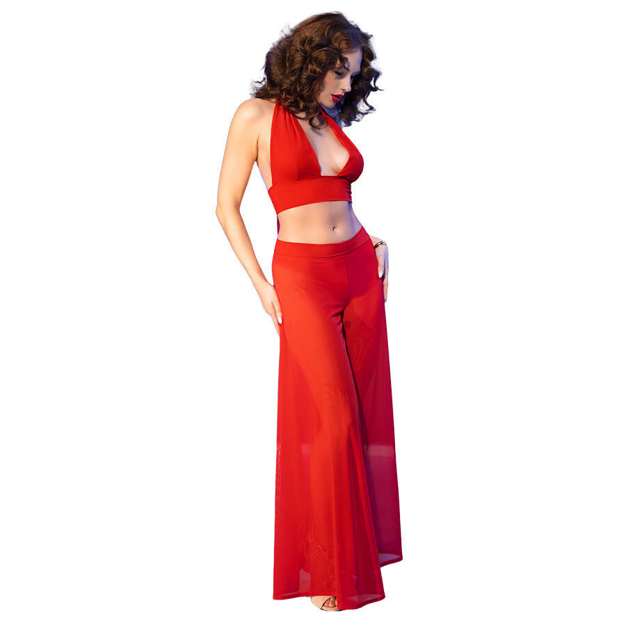 CHILIROSE - CR  4857 SET TOP Y PANTALONES ROJO TALLA S