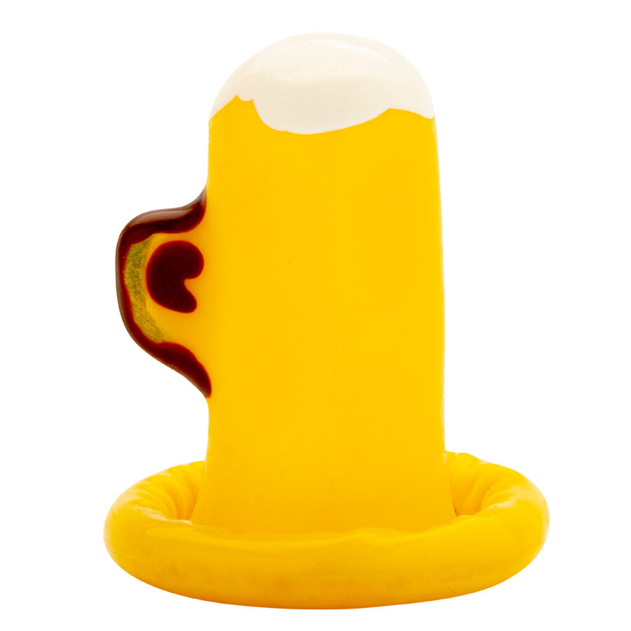 CONDOMERIE - PRÉSERVATIFS FANTAISIE PEINTS À LA MAIN VERRE DE BIÈRE