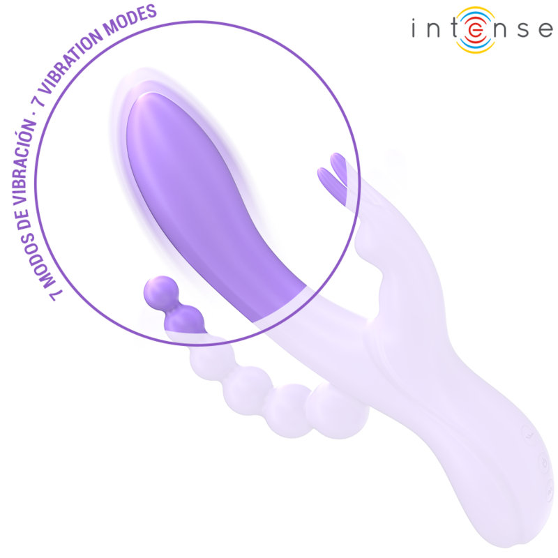 INTENSE - MIKO TRIPLE VIBRATEUR LAPIN STIMULATEUR ANAL 7 VIBRATIONS VIOLET
