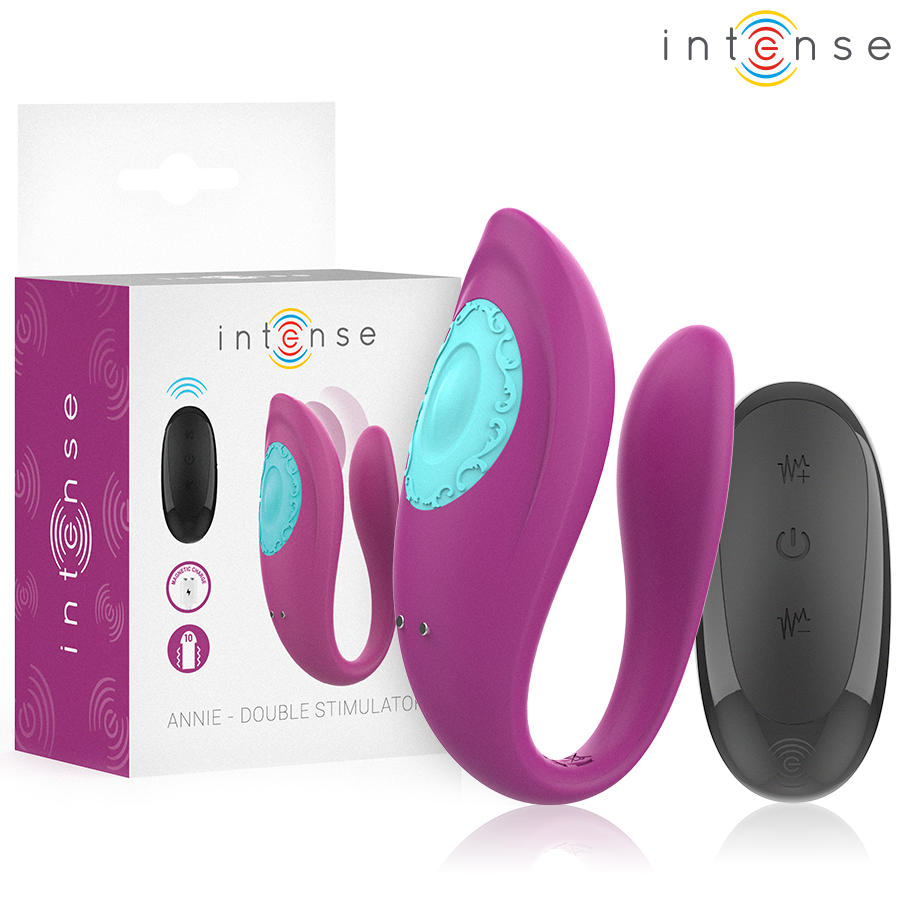 INTENSE – ANNIE VIBRATEUR ET STIMULATEUR EN U VIOLET TÉLÉCOMMANDE