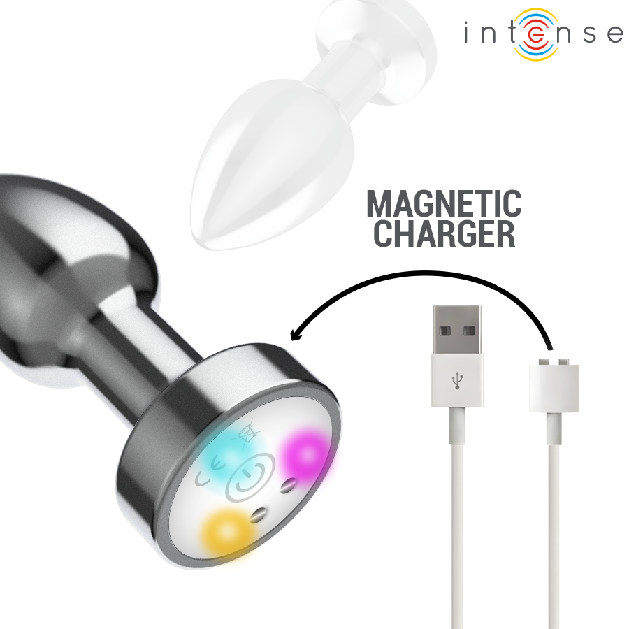 INTENSE - PLUG ANAL VIBRANT EN MÉTAL AVEC LUMIÈRES LED ET TÉLÉCOMMANDE - TAILLE S