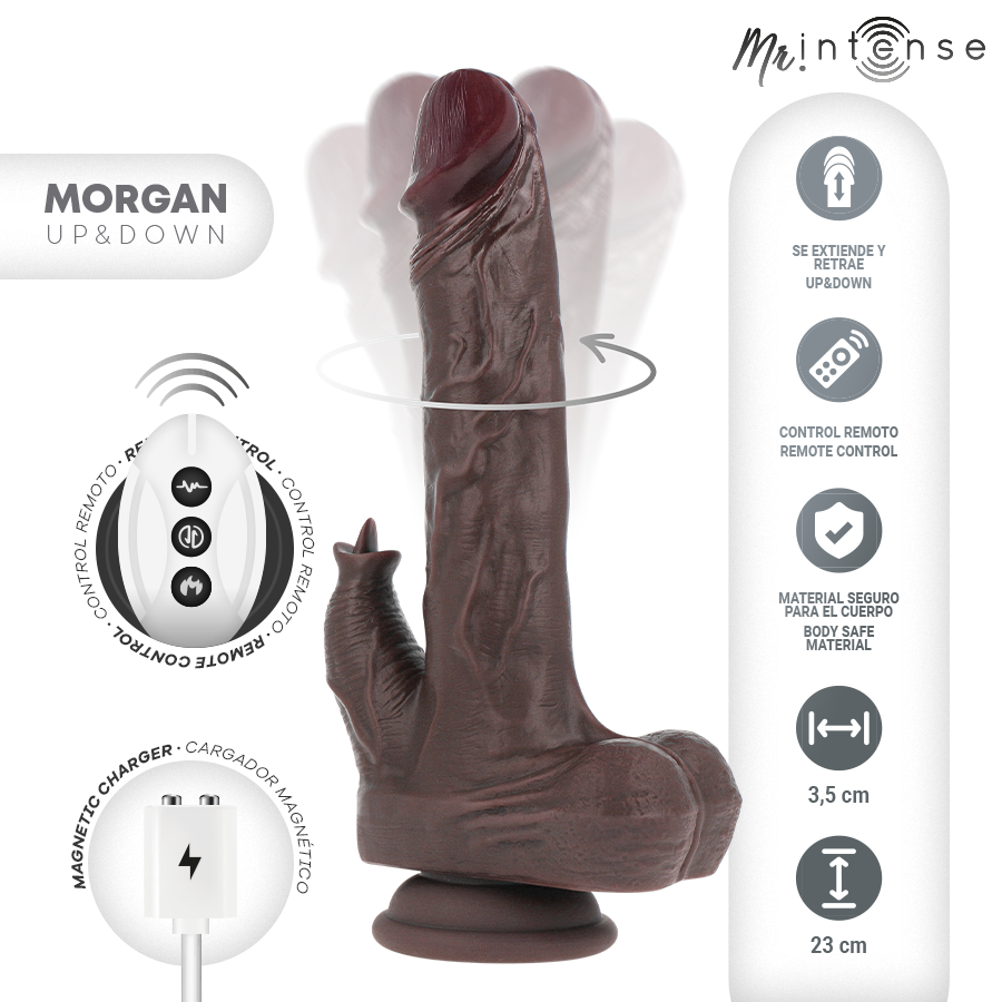 MR INTENSE - MORGAN POUPÉE MULTIFONCTION RÉALISTE AVEC VIBRATION ET TÉLÉCOMMANDE DE MONTÉE ET DE DESCENDRE 23 CM -O- 3,5 CM