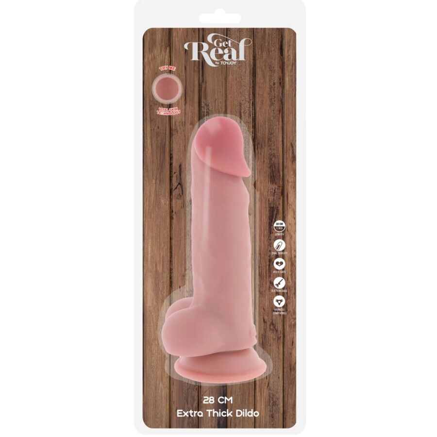 GET REAL - PÉNIS RÉALISTE DE LUXE AVEC TESTICULES EXTRA ÉPAIS DE 28 CM