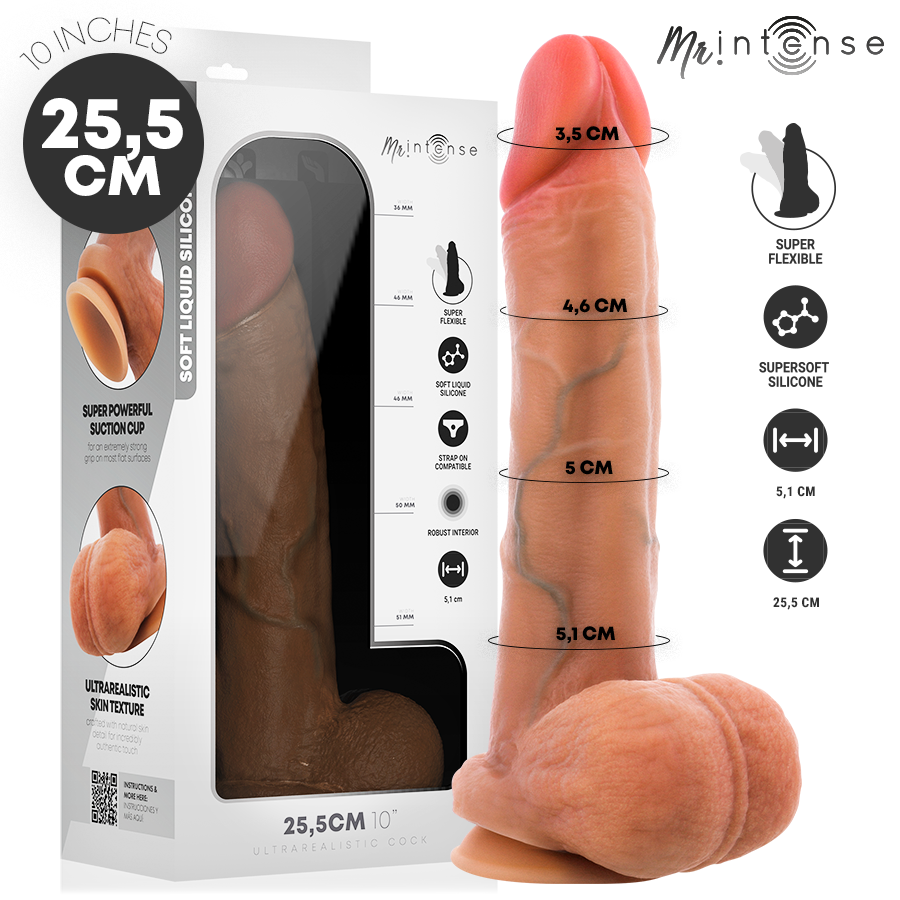 MR INTENSE - GARY XL PÉNIS EN SILICONE ULTRA-RÉALISTE AVEC TESTICULES 25,5 CM -Ø- 5,1 CM