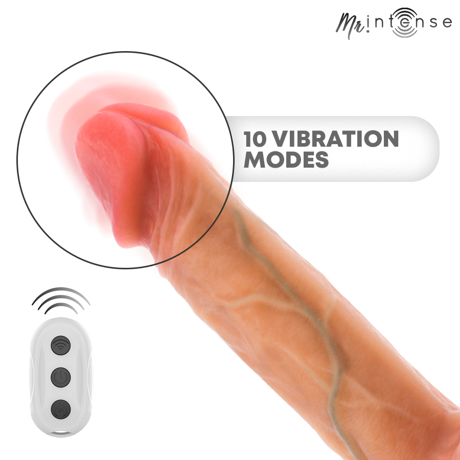 MR INTENSE - LOGAN VIBRATEUR GODEMICHET EN SILICONE AVEC EFFET CHAUFFANT ET TÉLÉCOMMANDE 20 CM -Ø- 4,1 CM