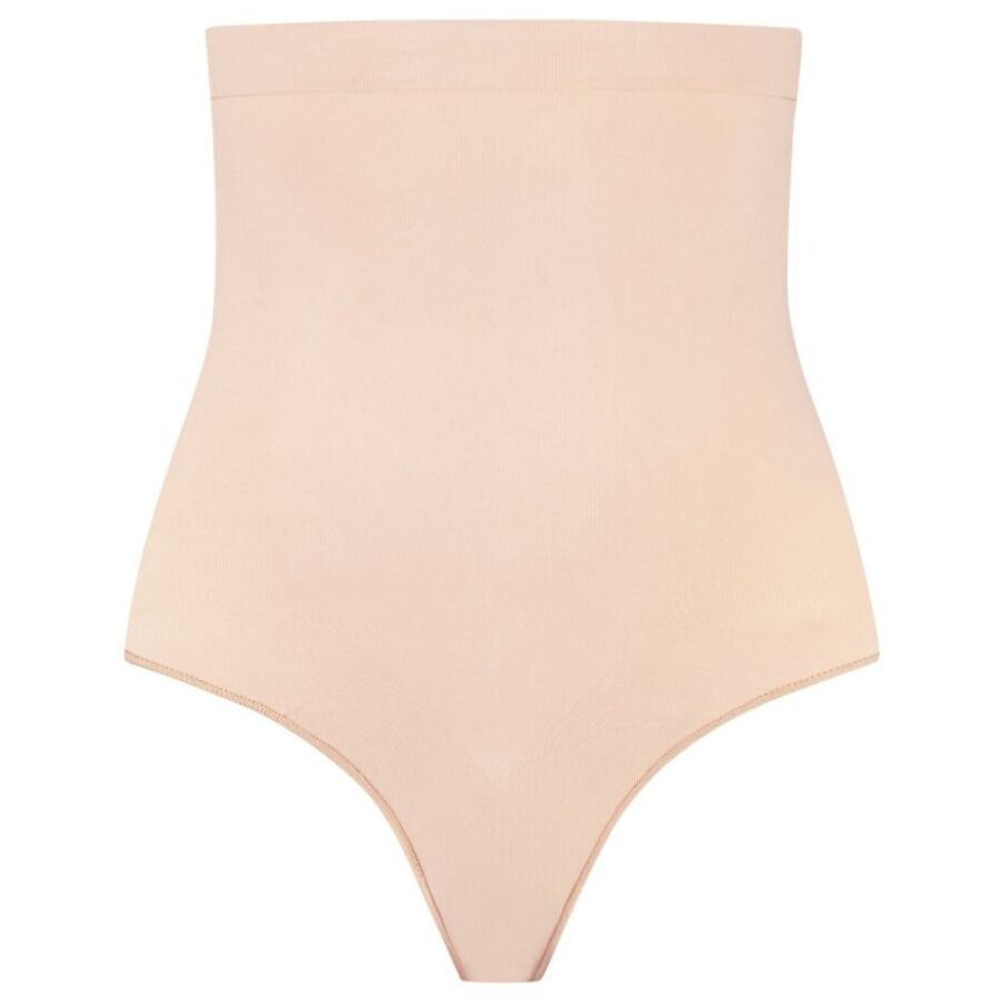 BYE-BRA - TANGA DE TALLE ALTO SIN COSTURAS BEIGE TALLA S