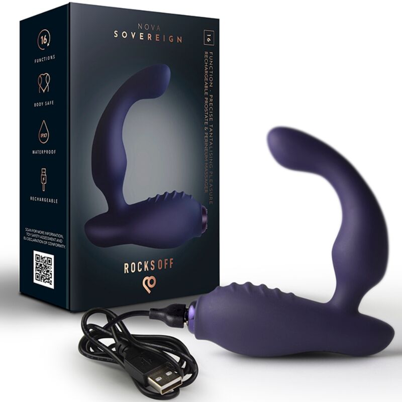 ROCKS-OFF – MINI BAGUETTE RECHARGEABLE 16 FONCTIONS ROSE PIVOINE