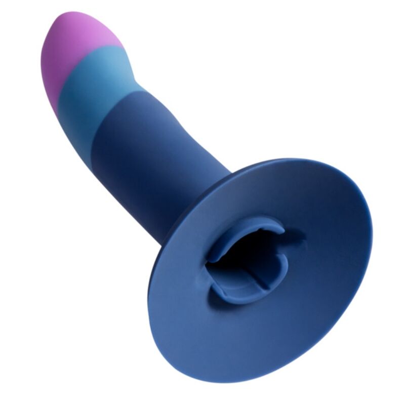 ROMP - PICCOLO GODEMICHET EN SILICONE AVEC VENTOUSE TRICOLORE 14 CM