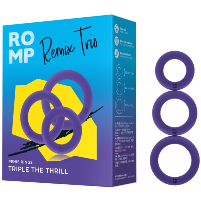 ROMP - REMIX TRIO ENSEMBLE DE 3 ANNEAUX PÉNIS EN SILICONE VIOLETTES