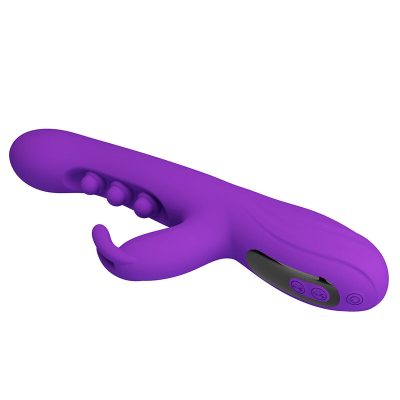 PRETTY LOVE - VIBRATEUR LAPIN SABIEN AVEC STIMULATION PAR TAPOTEMENTS ET LED VIOLETTE