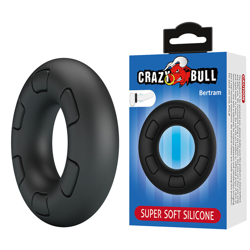 CRAZY BULL - ANNEAU PÉNAL EN SILICONE SUPER DOUX BERTRAM NOIR