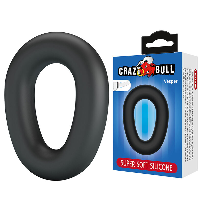 CRAZY BULL - VESPER ANNEAU PÉNAL EN SILICONE ULTRA DOUX NOIR