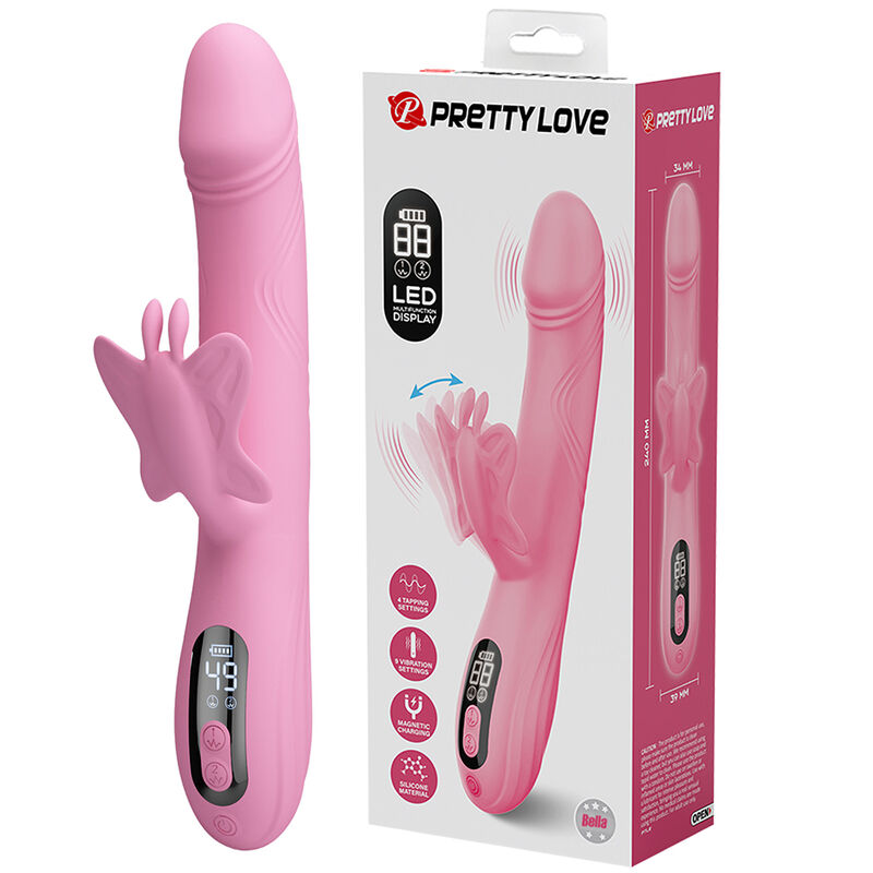 PRETTY LOVE - VIBRATEUR BELLA RABBIT AVEC STIMULATION PAPILLON ET LED ROSE