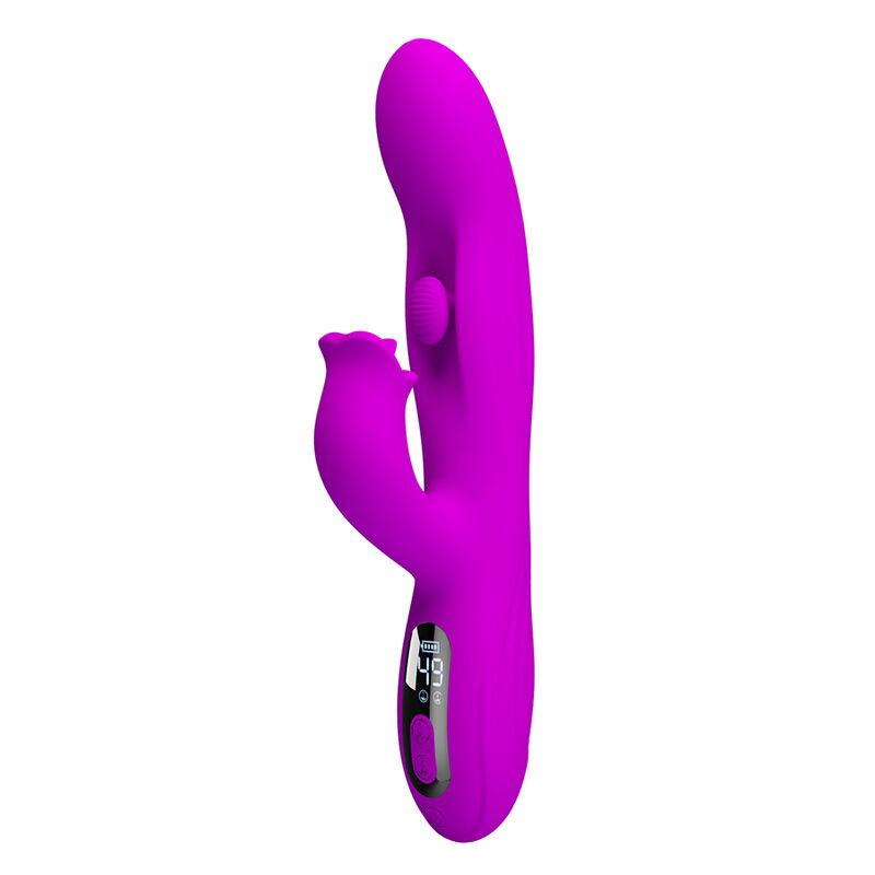 PRETTY LOVE - VIBRATEUR OSCILLANT LAPIN YALANDA AVEC AFFICHAGE LED VIOLET