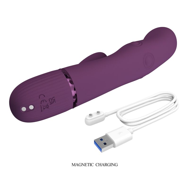 PRETTY LOVE - ZACH VIBRATEUR LAPIN RECHARGEABLE À POUSSER 5+5 FONCTIONS