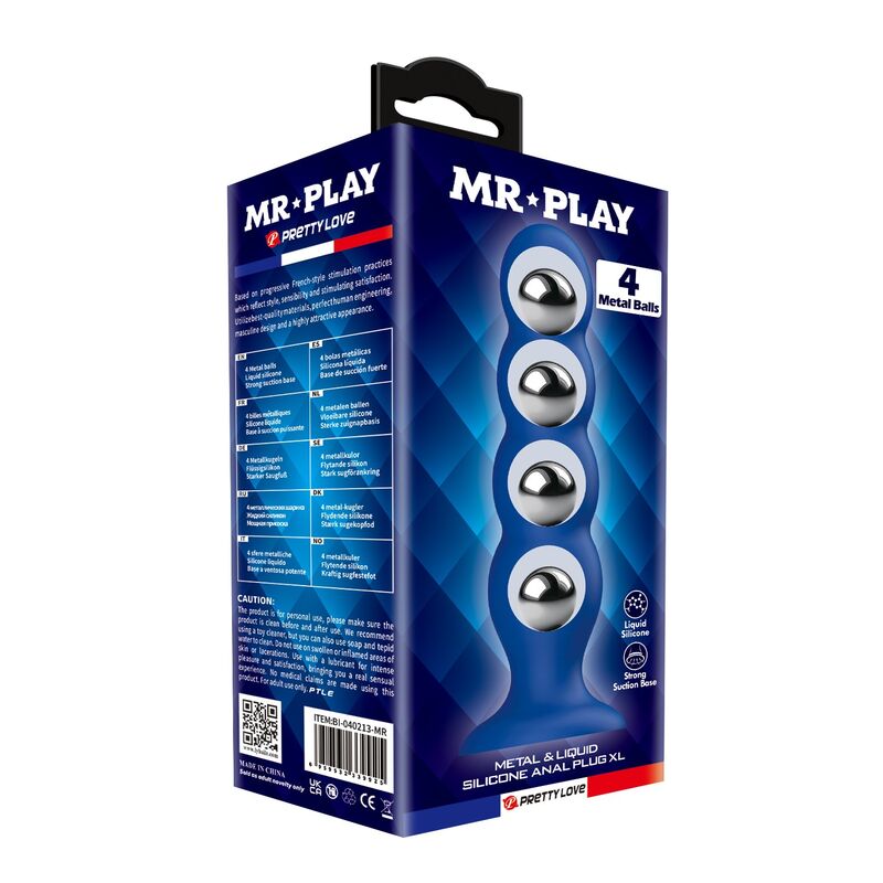 MR PLAY - PLUG ANAL AVEC 4 BILLES MÉTALLIQUES ET VENTOUSE BLEUE