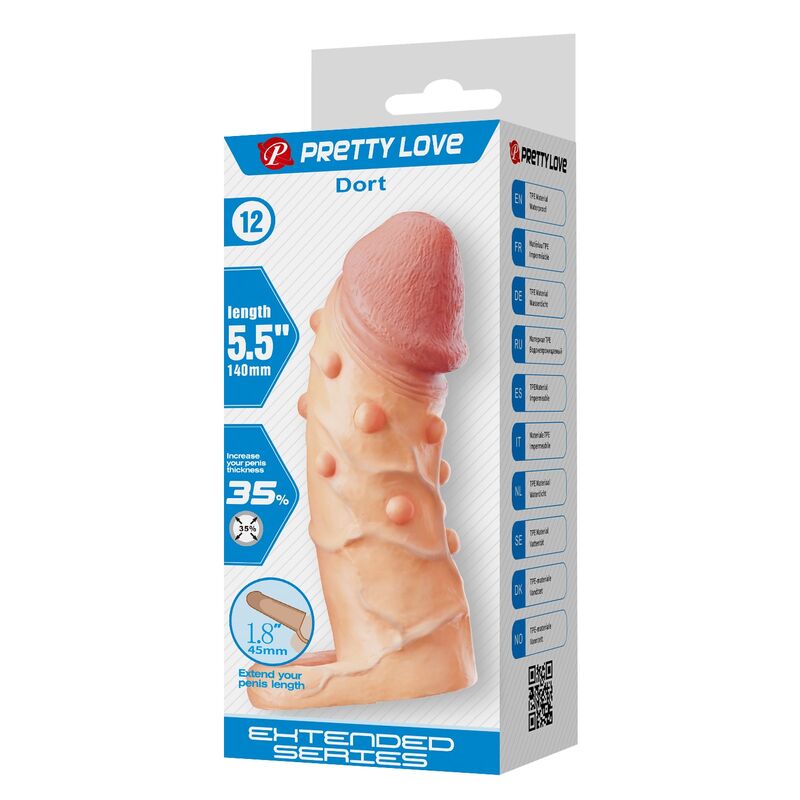 PRETTY LOVE - MANCHON DEXTENSION PÉNIENNE DORT 14 CM Ø 4 CM NATUREL