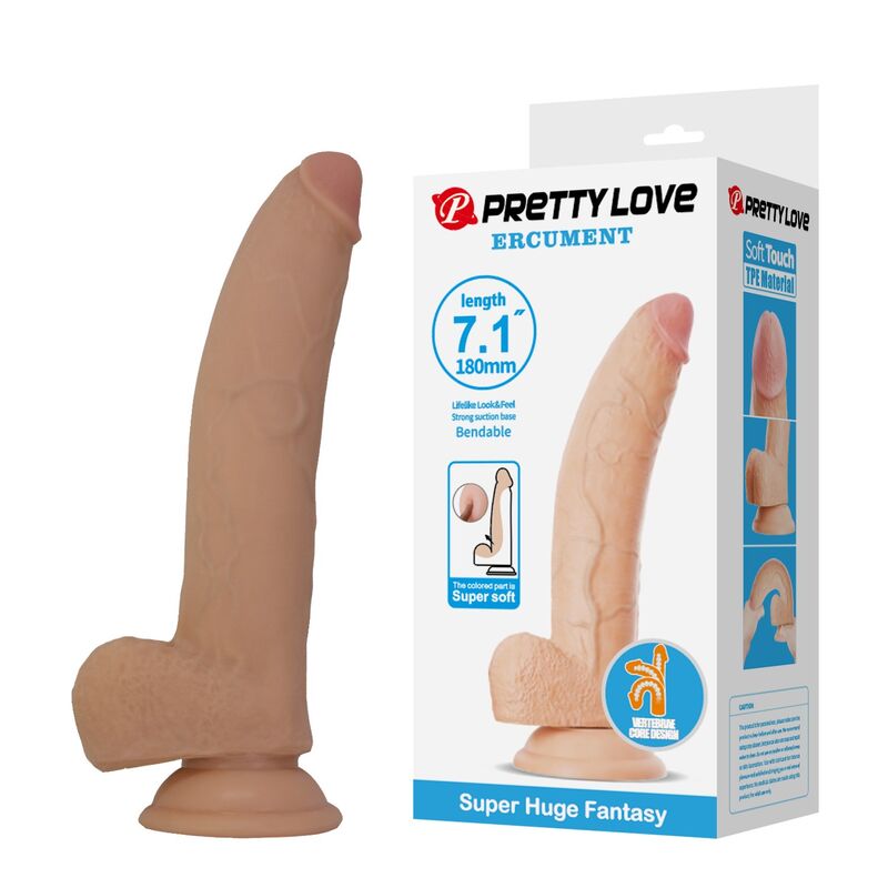 PRETTY LOVE – ELLCUMENT GODEMICHET RÉALISTE ET FLEXIBLE 18 CM Ø 4,5 CM TPE NATUREL