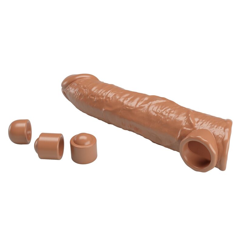 PRETTY LOVE - MANCHON DEXTENSION DE PÉNIS AJUSTABLE 26 CM Ø 4 CM NATUREL