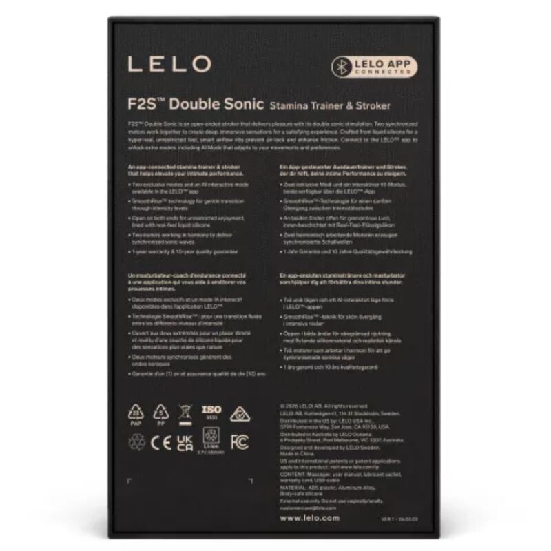 LELO - F2S DOUBLE SONIC STROPHEUR HOMME AVEC DOUBLE STIMULATION SONIQUE TEAR