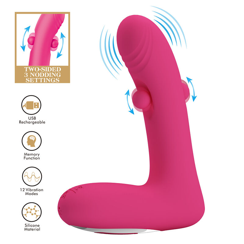 PRETTY LOVE - DUDEN VIBRATEUR EN SILICONE RECHARGEABLE 12 MODES DE VIBRATION ET 3 MODES DE BASCULE ROSE