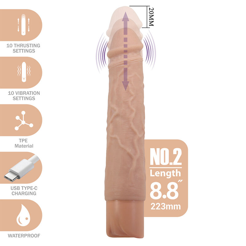 PRETTY LOVE - KESSLER GODEMICHET VIBRANT RÉALISTE AVEC 10 MODES DE VIBRATION ET 10 ÉNERGIE, 22 CM NATUREL