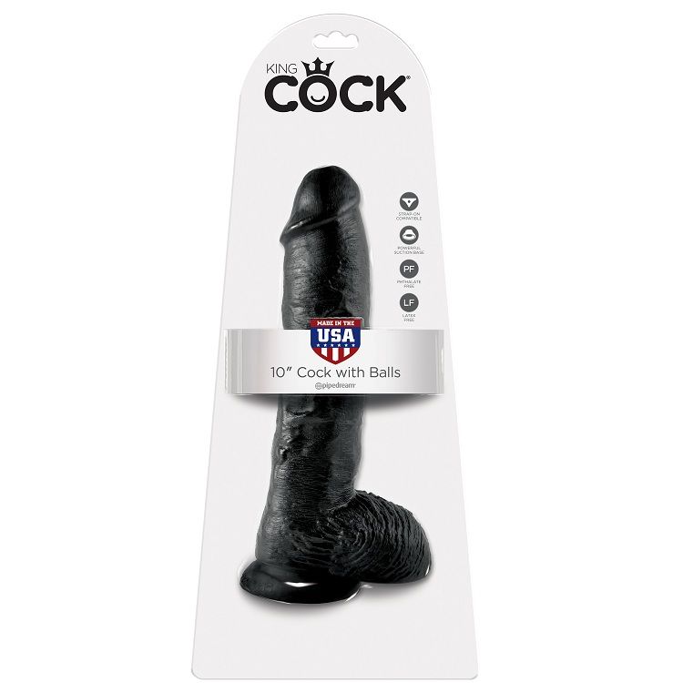 KING COCK - GODE NOIR AVEC BOULES 25.4 CM