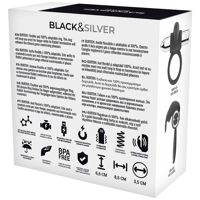 BLACKSILVER - BAGUE RECHARGEABLE BURTON 10 MODES DE VIBRATION