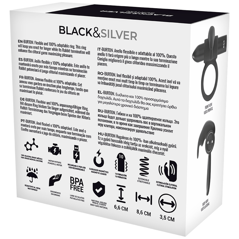 BLACKSILVER - BURTON RING 10 MODES DE VIBRATION NOIR